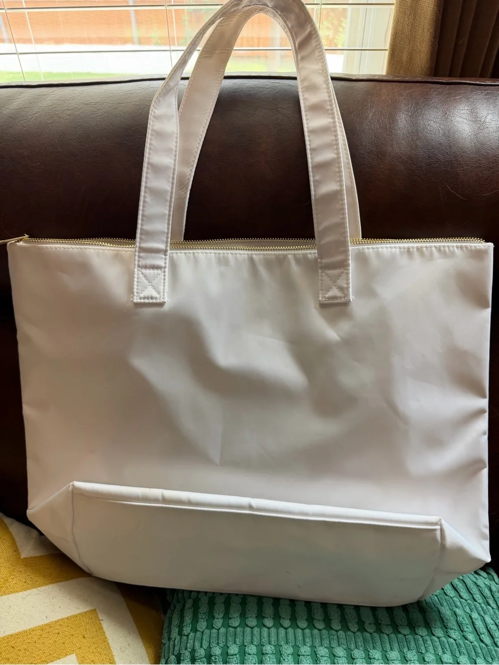 BRIDE White Tote Bag with Gold Appliqué